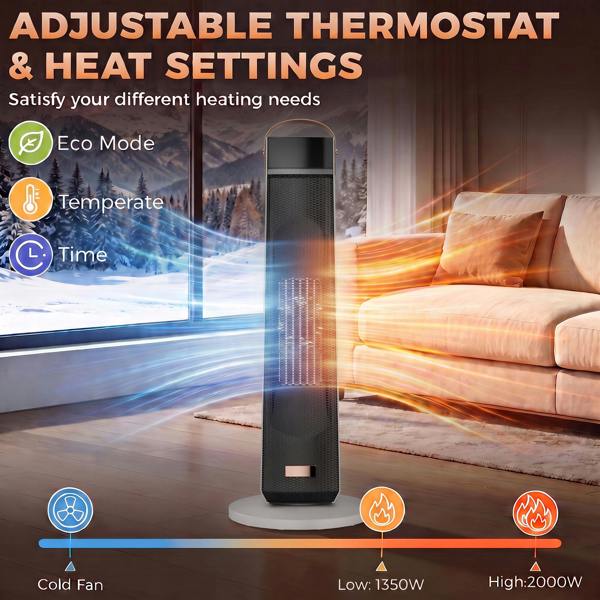 HOMCOM Portable Space Heater with Realistic Flame Effect, 2000W Ceramic
