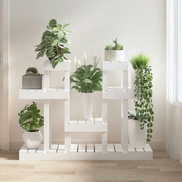 Berkfield Plant Stand White 104.5x25x77.5 cm Solid Wood Pine