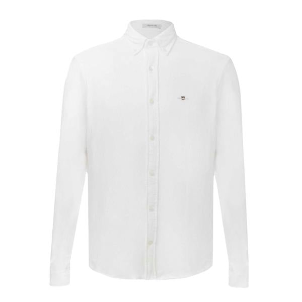 Gant Mens Pique Jersey Regular Long-Sleeved Shirt - White - 