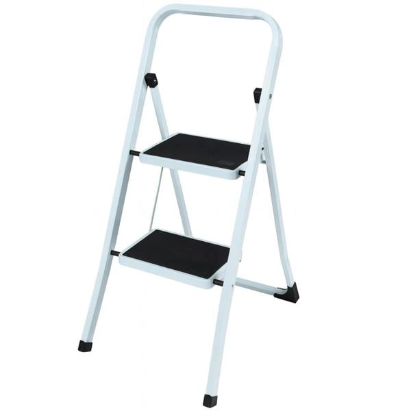Gr8 Home 2 Step Ladder Folding Stool Non Slip Tread Heavy Duty Steel Foldable Home DIY