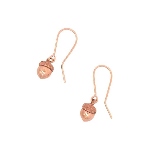 Reeves & Reeves 18k Rose Gold Acorn Earrings