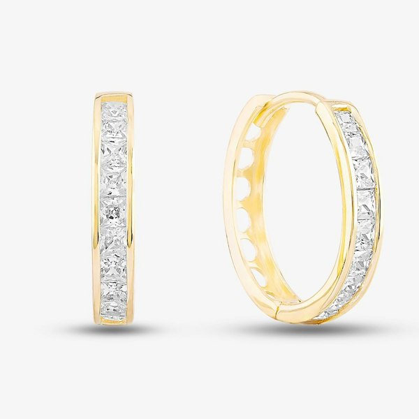 T. H. Baker 9ct Yellow Gold Cubic Zirconia Huggie Hoop Earrings 1.57.9779
