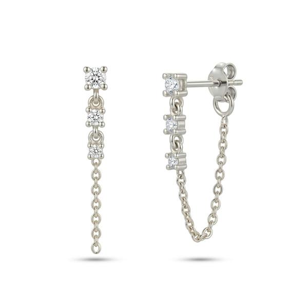 Spero London Fine Diamond Linked Tennis Earrings in 14ct Solid Gold