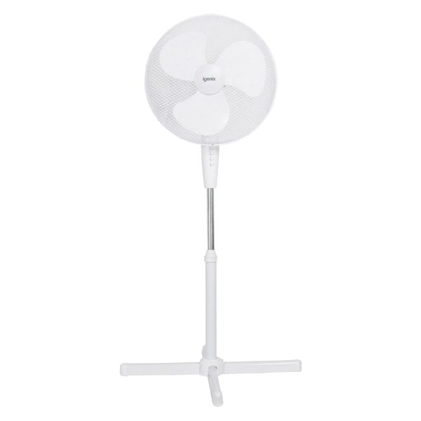 igenix 16 Inch Pedestal Fan, 3 Speeds, White