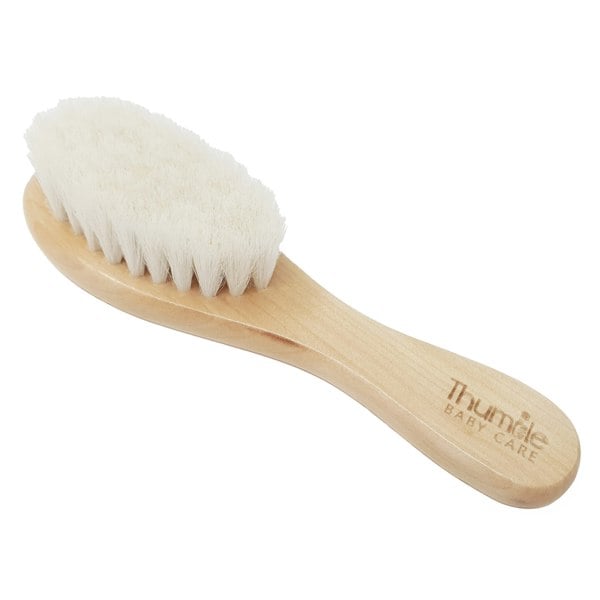 Thumble Baby Care baby hair brush with soft goat bristles and wooden handle
