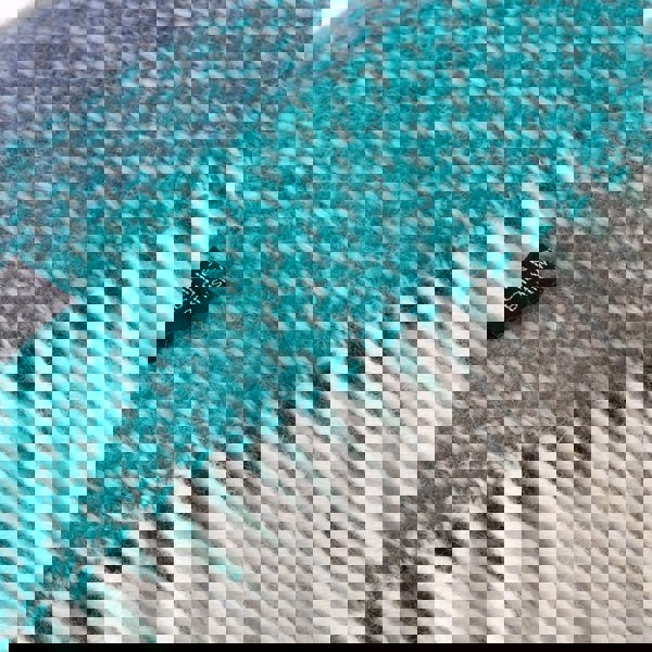Evening Tales - Pure New Wool Blanket - Super Fluffy - Grey, Turquoise & Blue - Heating & Plumbing London - Throw