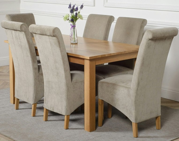 That's Furniture Oslo 150 x 90cm Medium Oak Dining Set with Montana Fabric Chairs