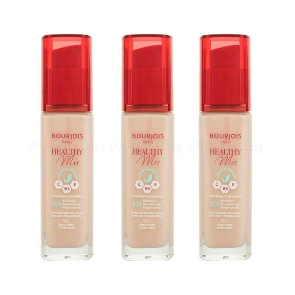 Bourjois Paris 3 x Bourjois Healthy Mix Clean and Vegan Foundation 30ml - 50C Rose Ivory