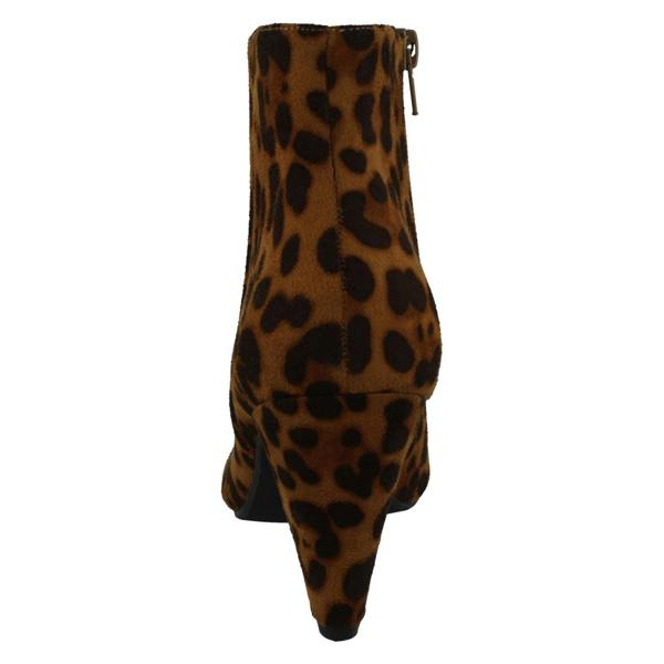 Spot On Ladies Spot On Leopard Print High Heel Ankle Boots F51124