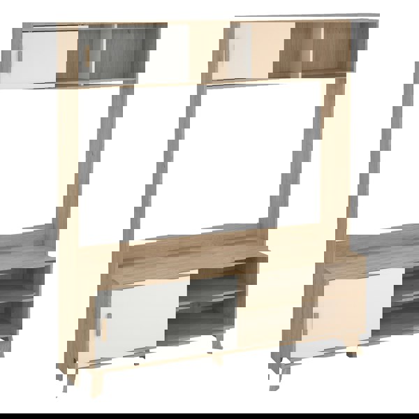 Furniture To Go Ikast TV-Wall Unit with 2 Sliding Doors in Jackson Hickory and White