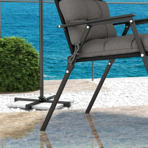 Bobobiy 2-Piece Seat Cushion Replacement with Backrest, Garden Patio Chair Cushions Set with Ties, Charcoal Grey