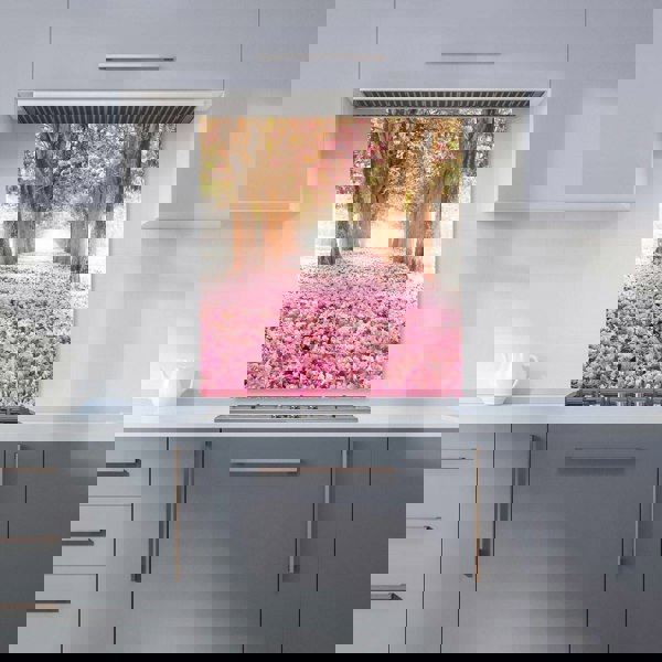 Warren Reed - Designer Pink Flower Tree Tunnel Kitchen Splashback