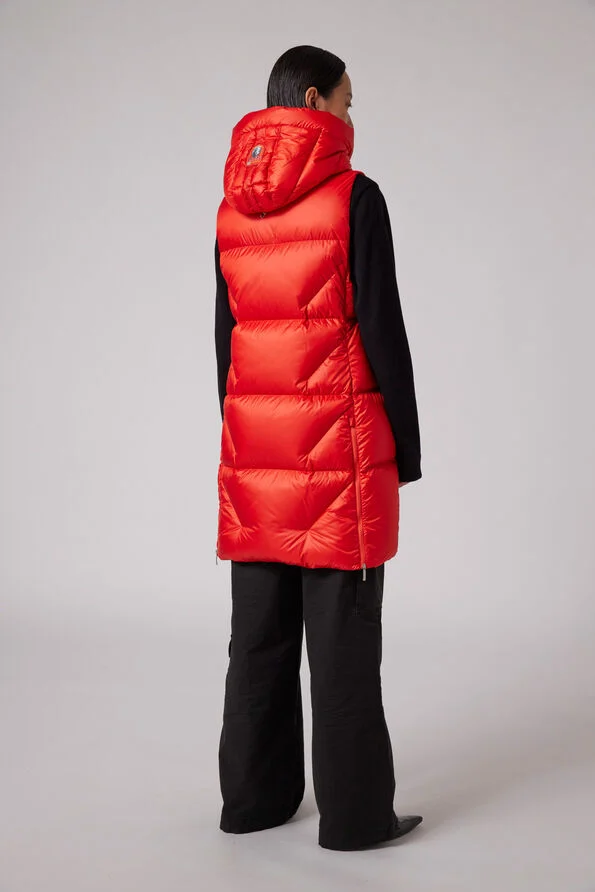 Parajumpers Zuly Red Long Down Gilet Jacket