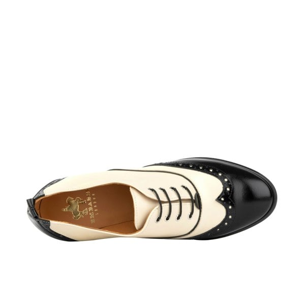 Embassy London Casino - Black & Cream - Women's black and cream leather oxford pump in 3 inch heel