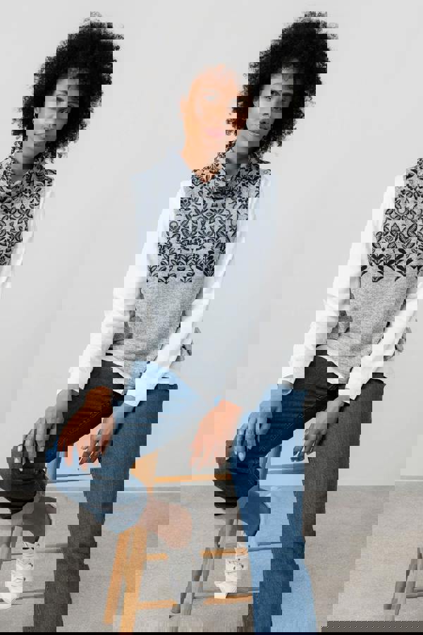 Lily & Me Hawthorn Fair Isle Tank Top Grey