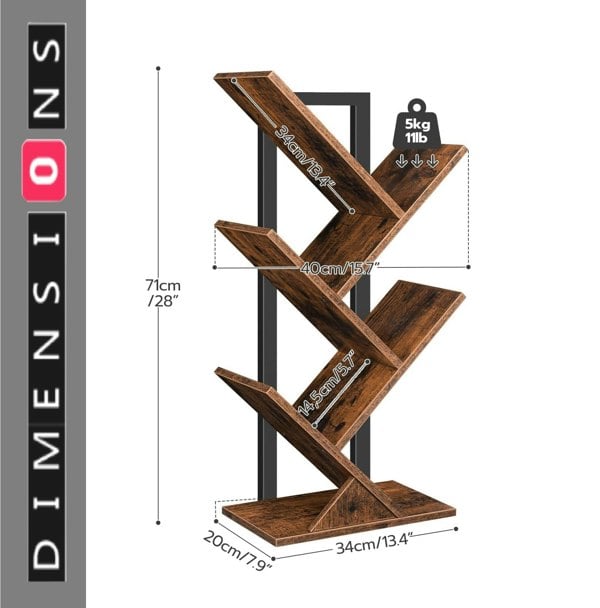 Modcraft Floor Standing Tree Bookcase - Display Shelf for Books