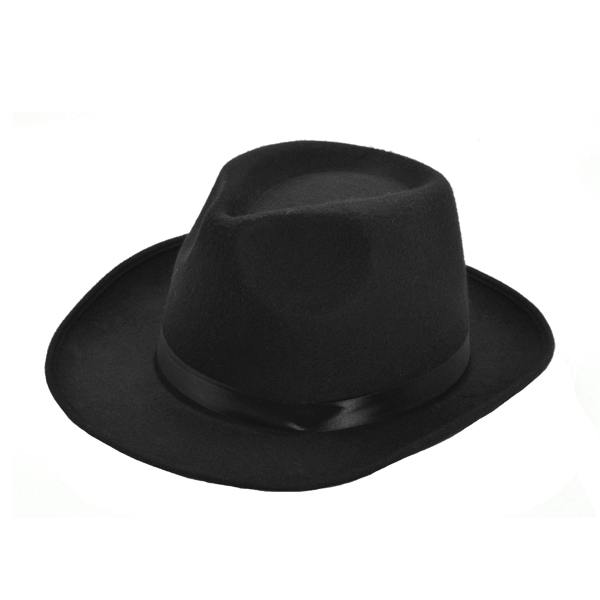 Bristol Novelty Unisex Adults Felt Wool Gangster Hat - Black - 