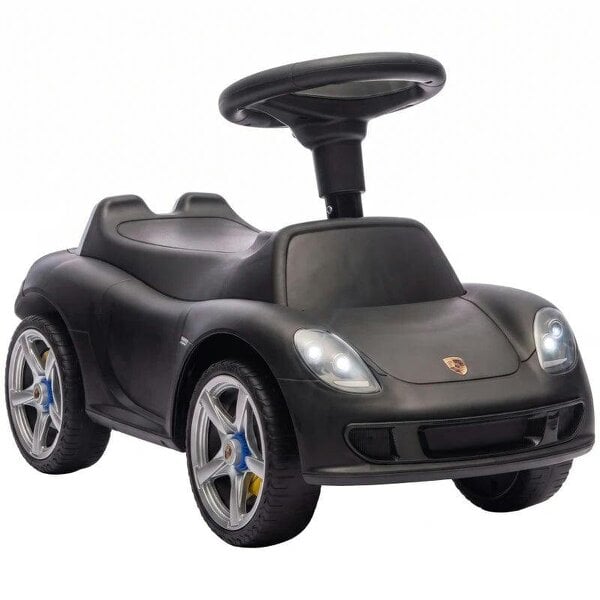 Ride on Car, Porsche Licensed Toddler Push Car with Horn, Headlights, Sound and Steering Wheel for 18-36 Months, Matte Black