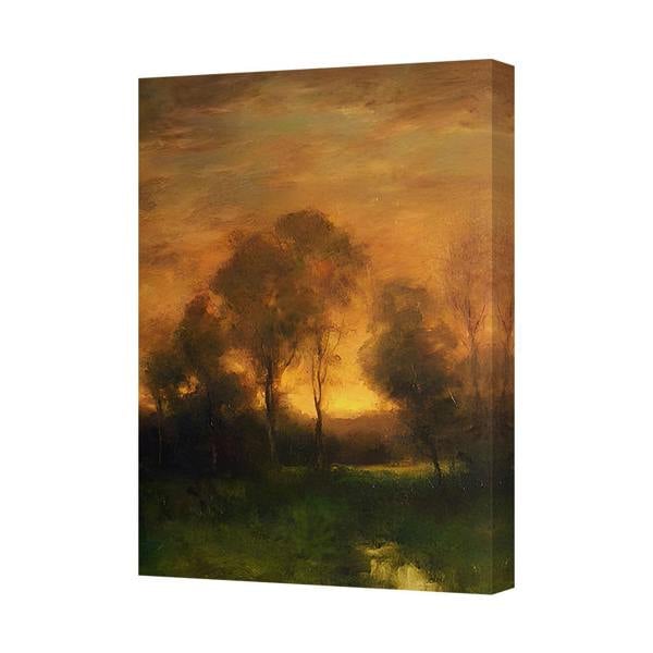 Benjamin Tate Design Sunset Landscape Canvas Wall Art With Trees In Warm Orange Hues