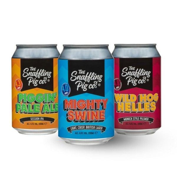 The Snaffling Pig Co Very Pig Night In: Pork Crackling and Beer Gift Hamper Box