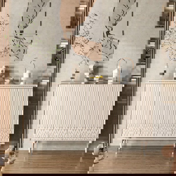 Admon Sideboard, Cream in a lifestyle setting with high sideboard