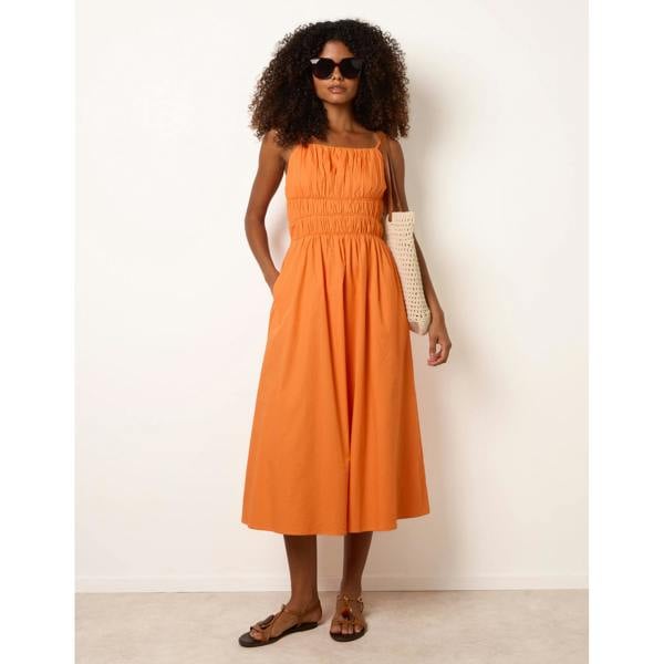 Blue Vanilla Ruched Binding Strappy Midi Dress