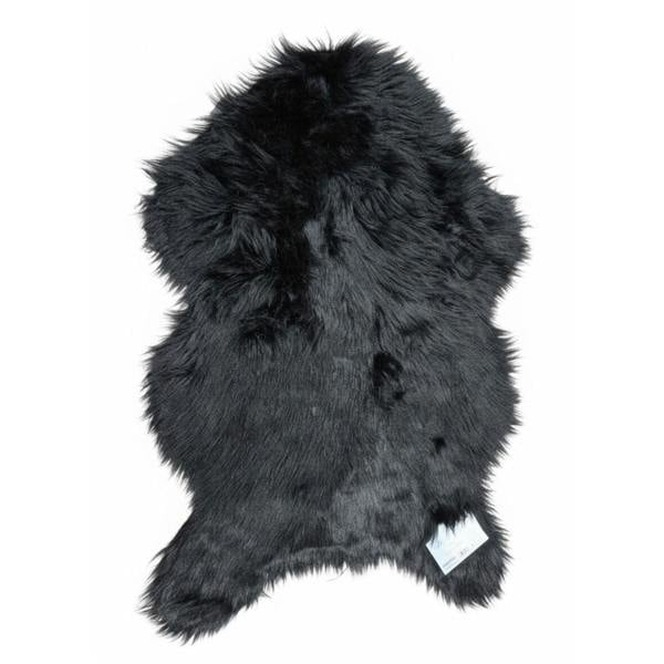 HomeSpace Direct Luxury Faux Rabbit Fur Rug Black