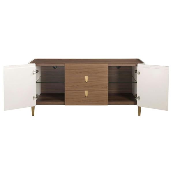 Angel Cerdá Sideboard walnut, beige, gilded polished steel and walnut top 3274