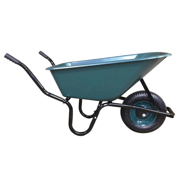 Samuel Alexander 110 Litre 150kg Capacity Heavy Duty Outdoor Pneumatic Plastic Garden Wheelbarrow in Green