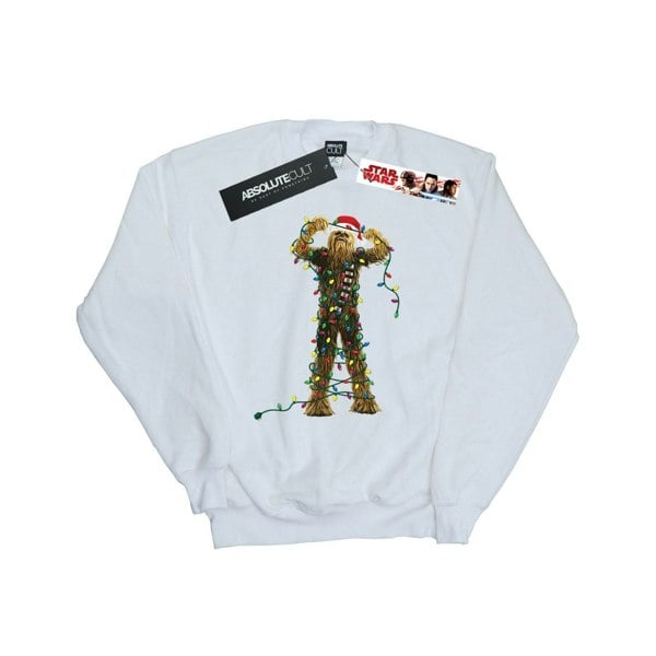 Star Wars Mens Chewbacca Christmas Lights Sweatshirt - White