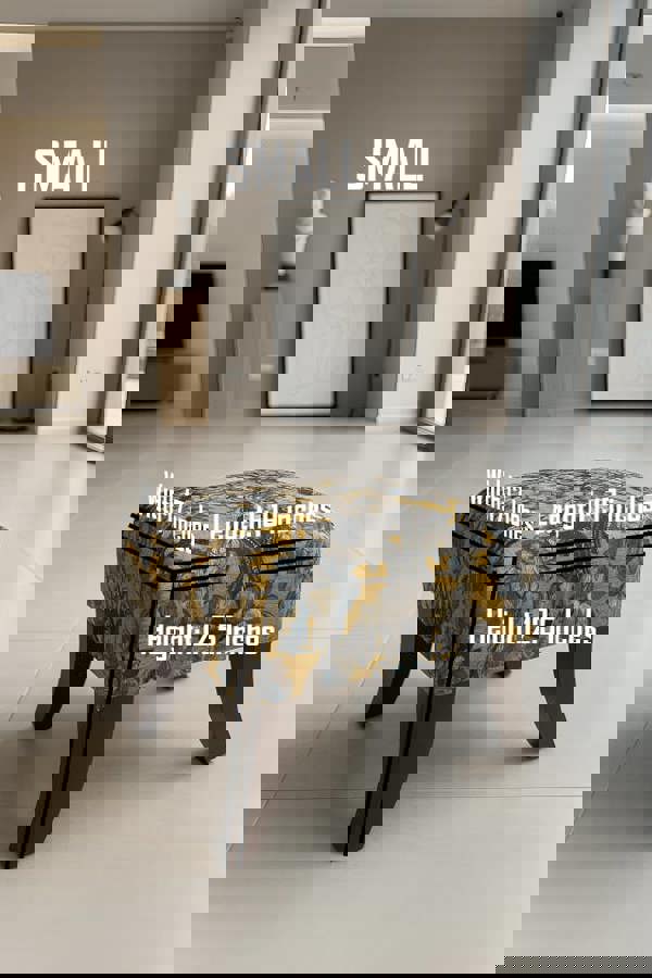 PREMIUM MUSTARD FOLD FLORAL FOOTSTOOL POUFFE FOOTREST TABLE - ISTOOLS