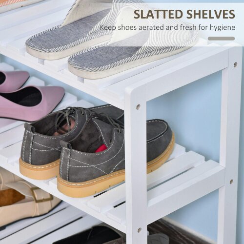 Wyld Haus Vafino Wooden White 3 Tier Slatted Shoe Rack With Slatted Shelves