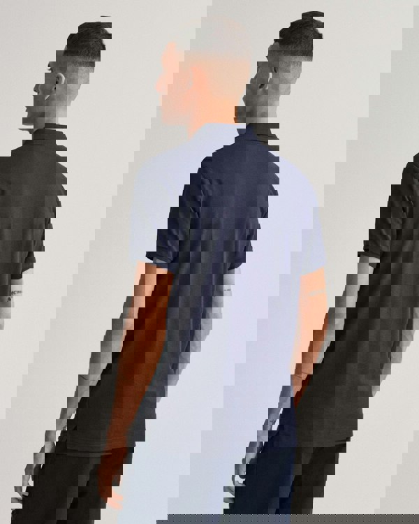 GANT Mens Slim Fit Short Sleeve Shield Logo Pique Polo - 433 Evening Blue