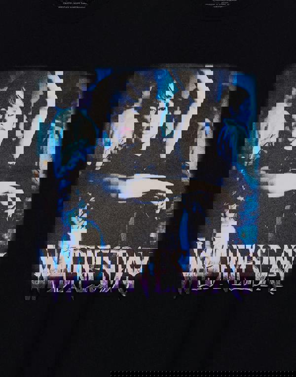 Wednesday Womens Black Dancing Logo Short Sleeved T-Shirt