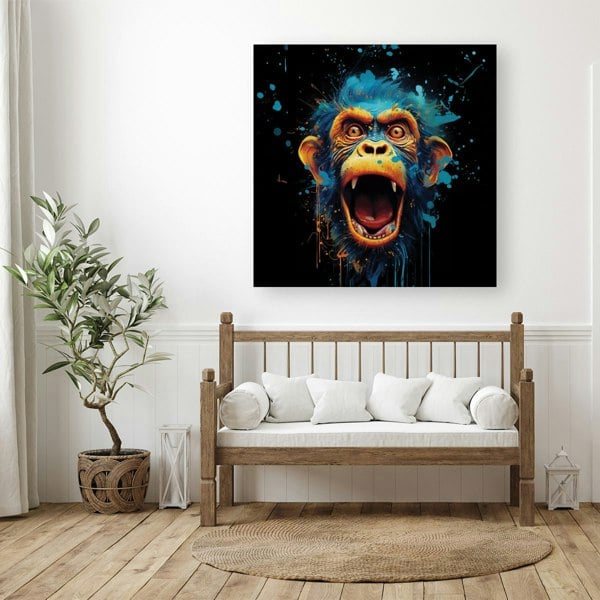 Warren Reed Crazy Monkey face Splash Art Canvas