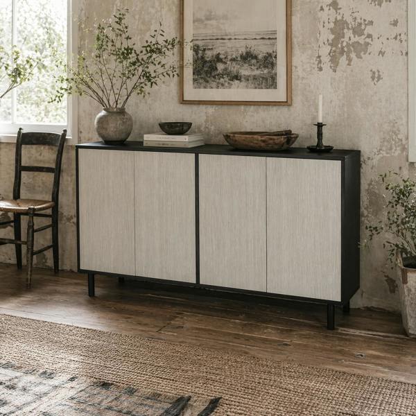 Wyld Haus Vepamo Neutral Black and Grey Sideboard 4 Doors 2 Shelves