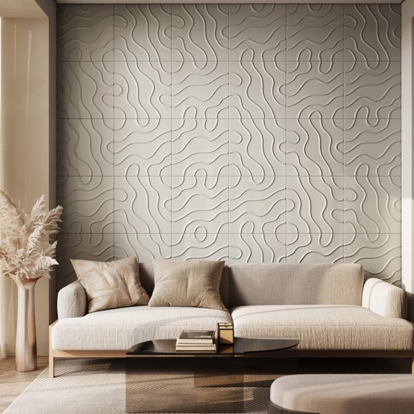 Wallsupply Ultralight Flow Line 3D XPS Wall Panel Tiles Cashmere Beige - 8 pack, 2m2