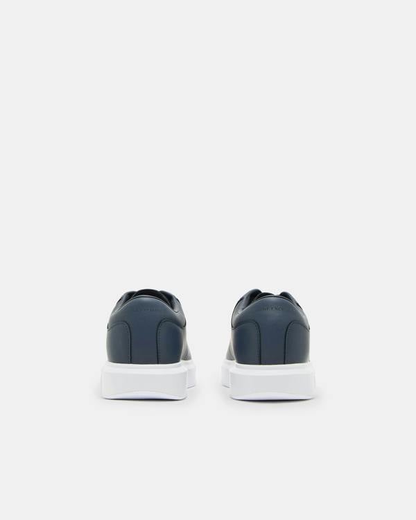 Armani Exchange Mens Leather Sneakers - Navy 00285 - CHO - Designer Mens Trainers