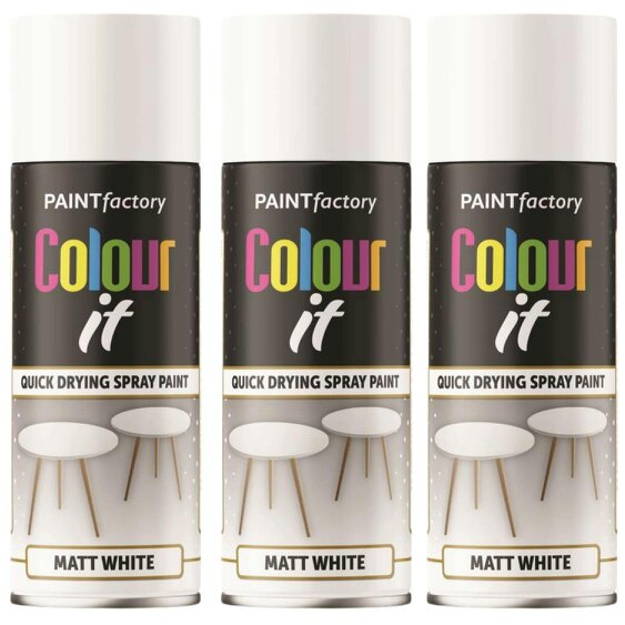 Paint Factory 3X  White Matt Spray Paint 400ml