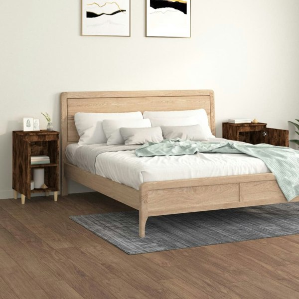 Berkfield Bedside Cabinets 2 pcs Smoked Oak 40x35x70 cm Engineered Wood