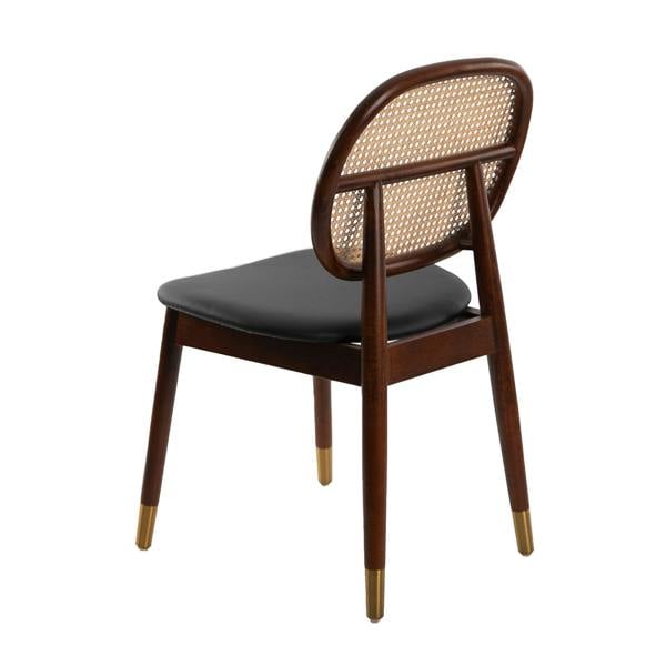 Angel Cerdá Rattan and Black Leatherette Chair 4093