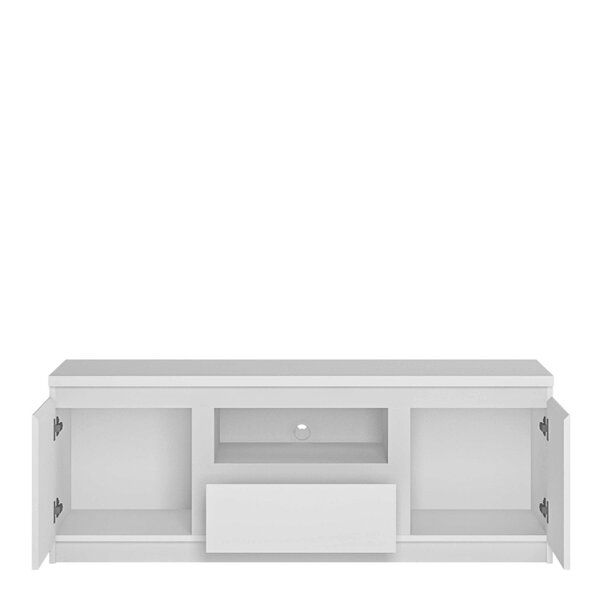 Wyld Haus Hemingway 136cm White Wooden 2 Door 1 Drawer Wide TV Cabinet