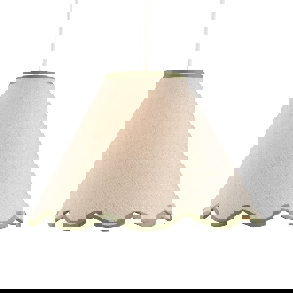 Scallop Edge Natural Textured Linen Coolie Lamp Shade with Olive Trims Image 8