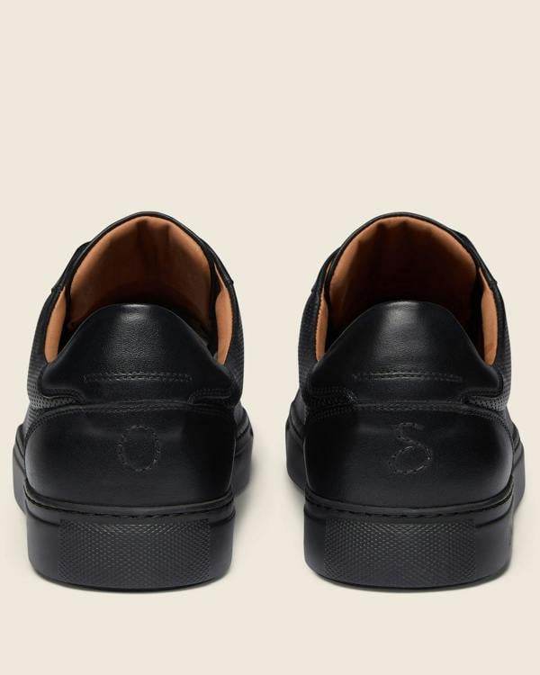 Oliver Sweeney Almada Mens Perforated Leather Trainers - Black/Black, back