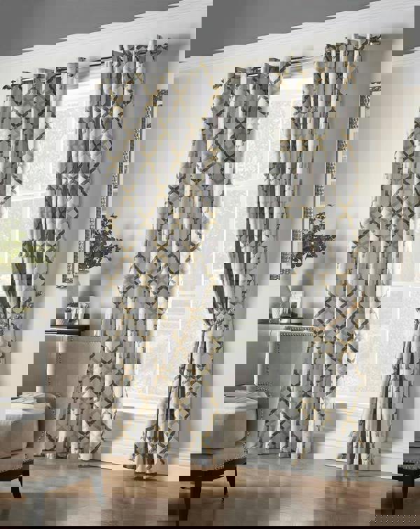 Luxury Living Geo Blackout Ring Top Curtains