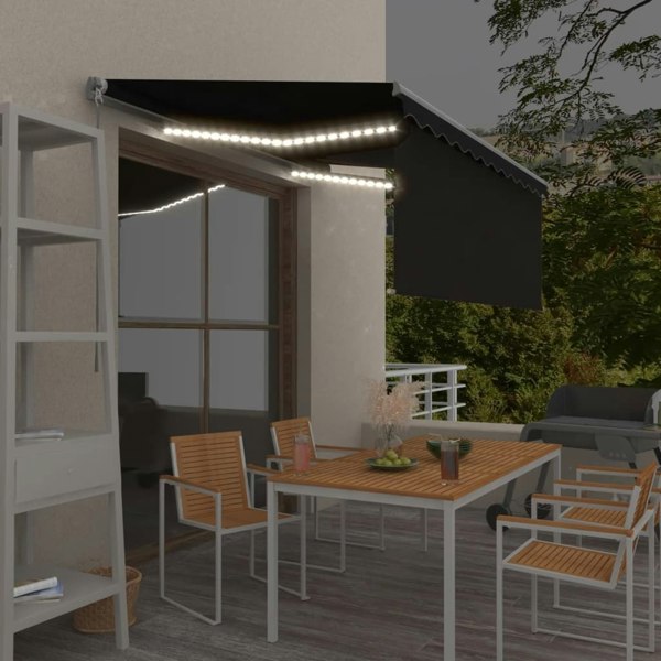 Berkfield Manual Retractable Awning with Blind&LED 3x2.5m Anthracite