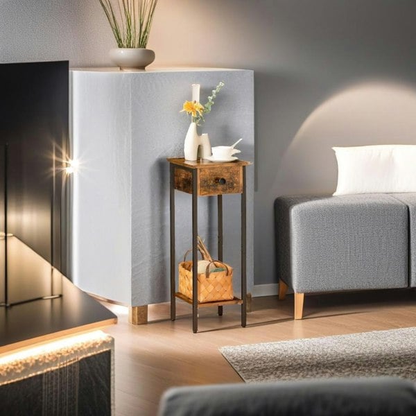 Modcraft Set of 2 Slim Bedside Table with Drawer