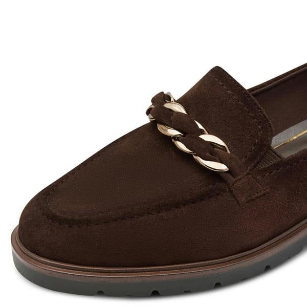 Tamaris Womens Mocca Brown Suede Leather Loafers Shoes