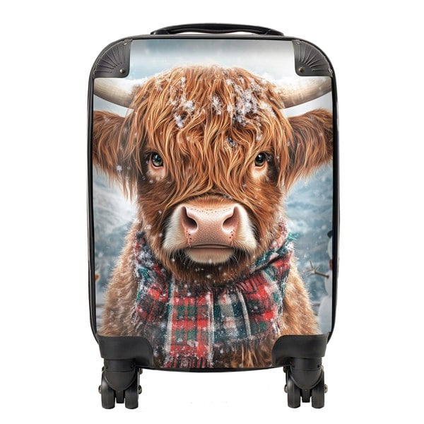 Warren Reed Snowy Highland Cow Suitcase