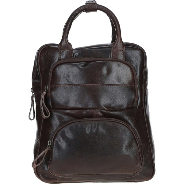 Compact Leather Backpack with Front Zip Pockets: TL-006